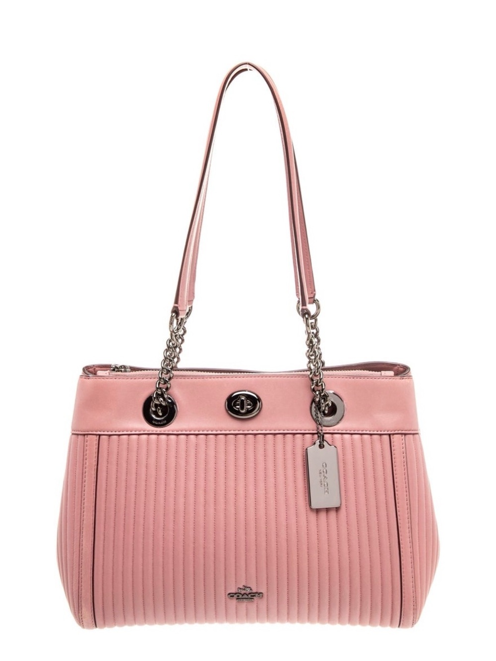Coach Turnlock Edie Dusty Rose Quilted shoulder bag with Dust Bag